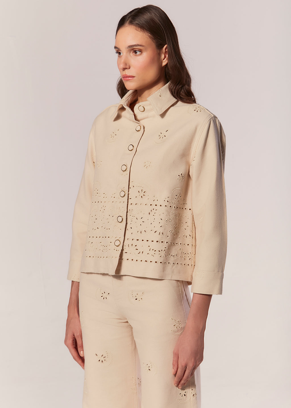 EMBROIDERED LONG SLEEVE TWILL SHIRT BAM