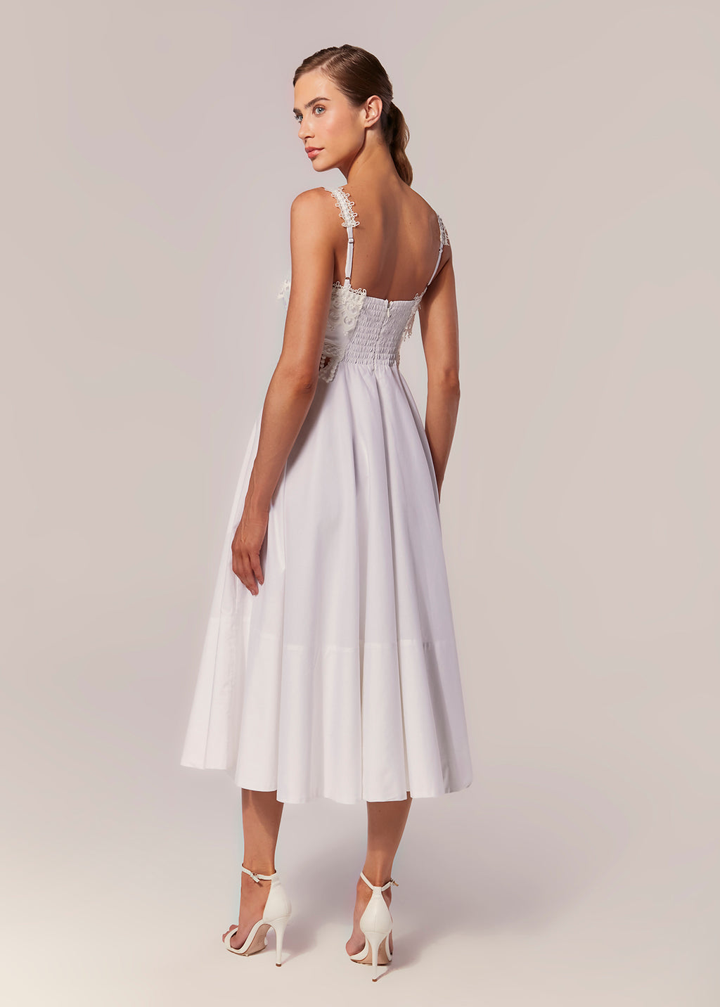 EMBROIDERED COTTON MIDI DRESS WITH STRAPS YAS