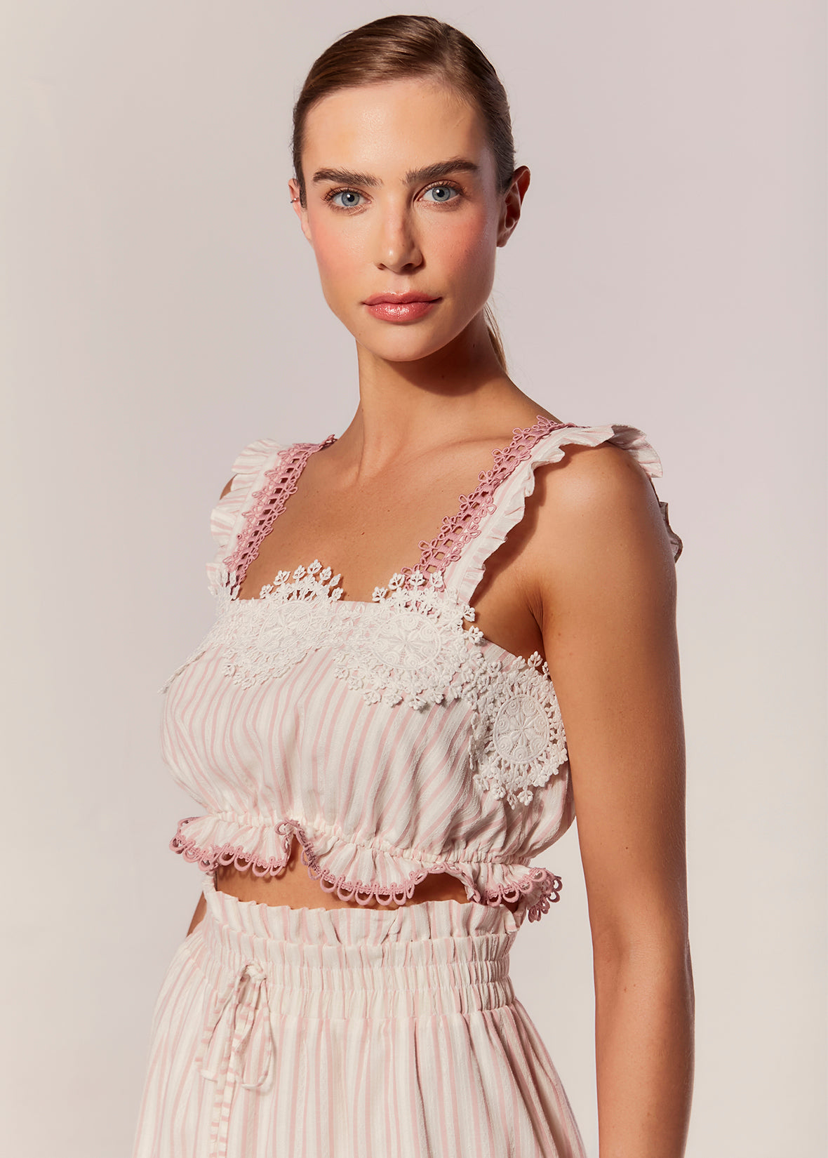 STRIPED RUFFLE  CROP TOP- ALBA