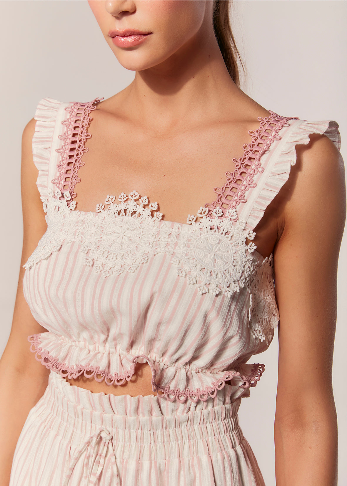 STRIPED RUFFLE  CROP TOP- ALBA