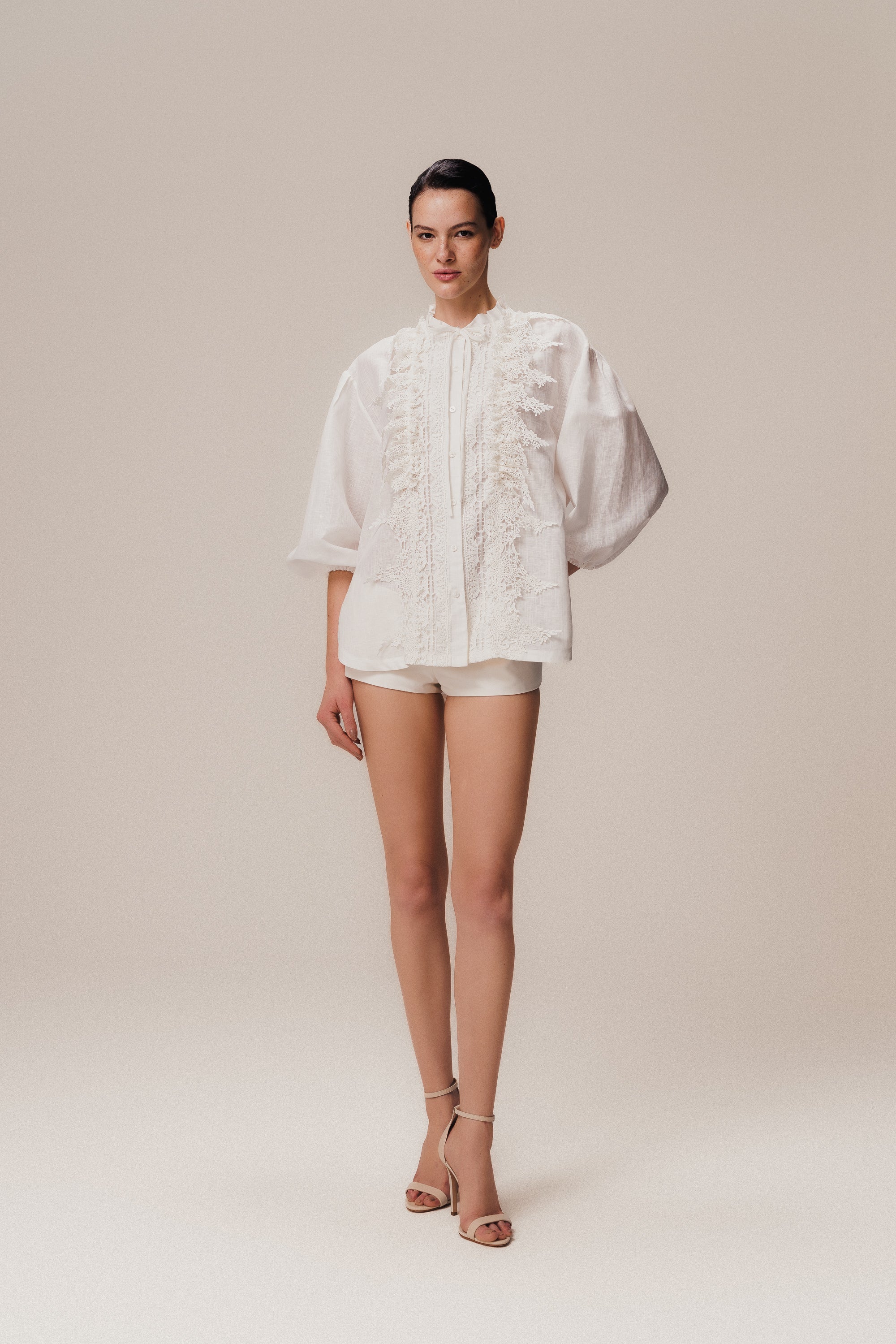 SHIRT M/L LINEN OFF-WHITE
