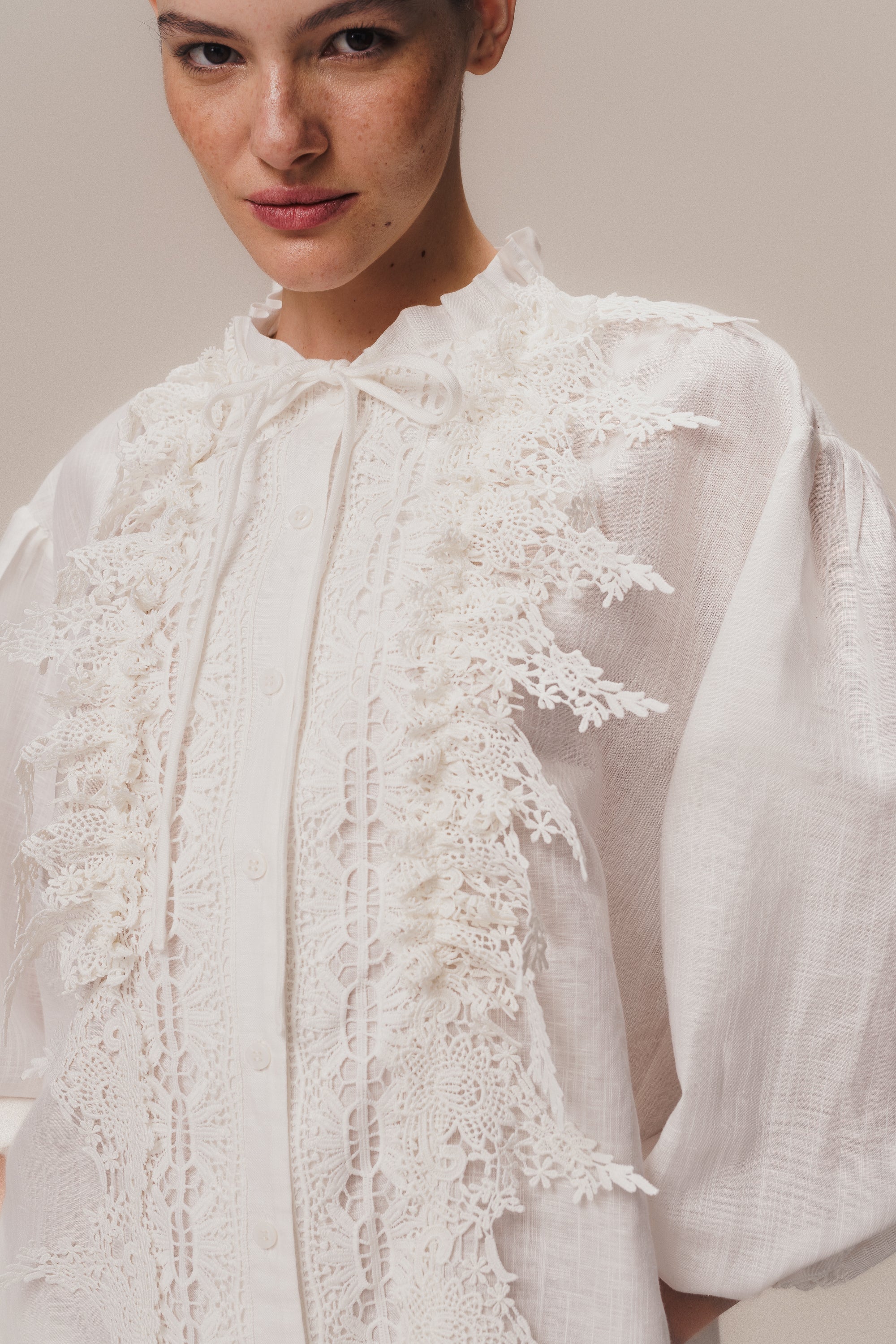 SHIRT M/L LINEN OFF-WHITE