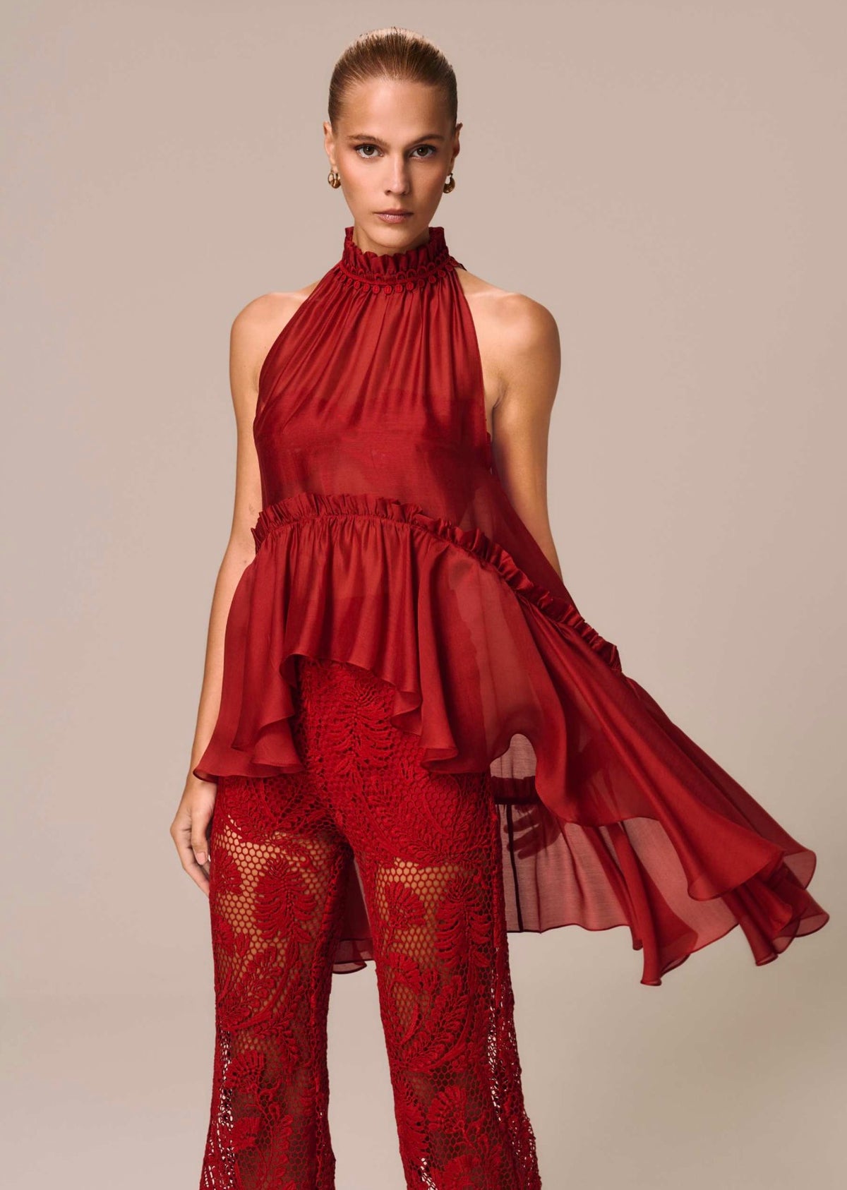 ASYMMETRIC BLOUSE WITH RUFFLES DESIDERIO