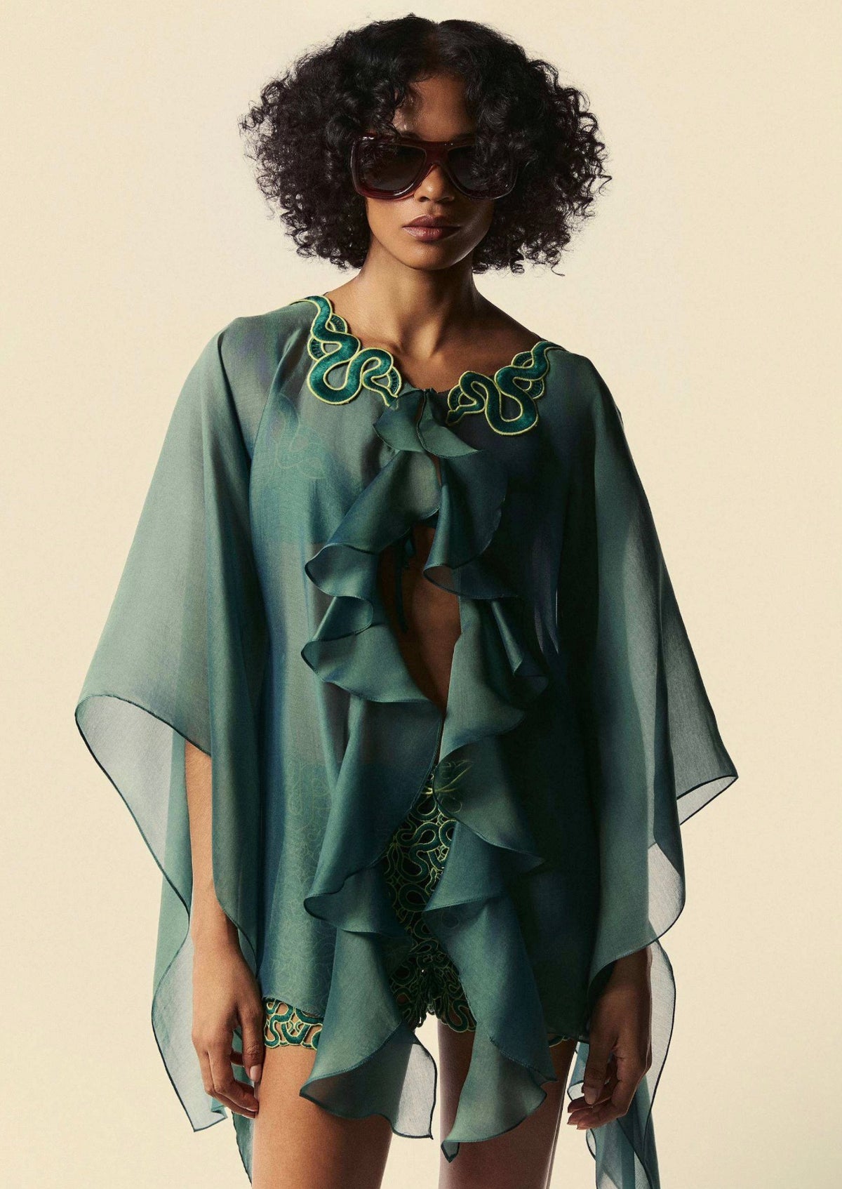SHORT RUFFLED KAFTAN DESTINO