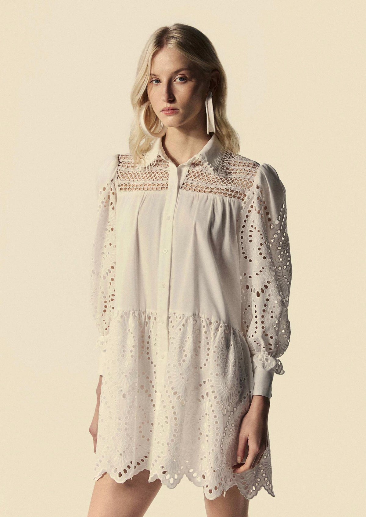SHORT LONG-SLEEVE SHIRT DRESS LUMINA