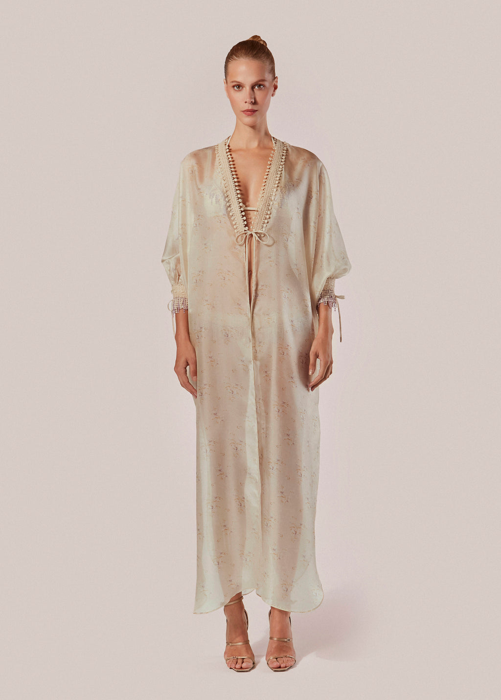 Printed Long Kaftan with Long Sleeves Conchiglia