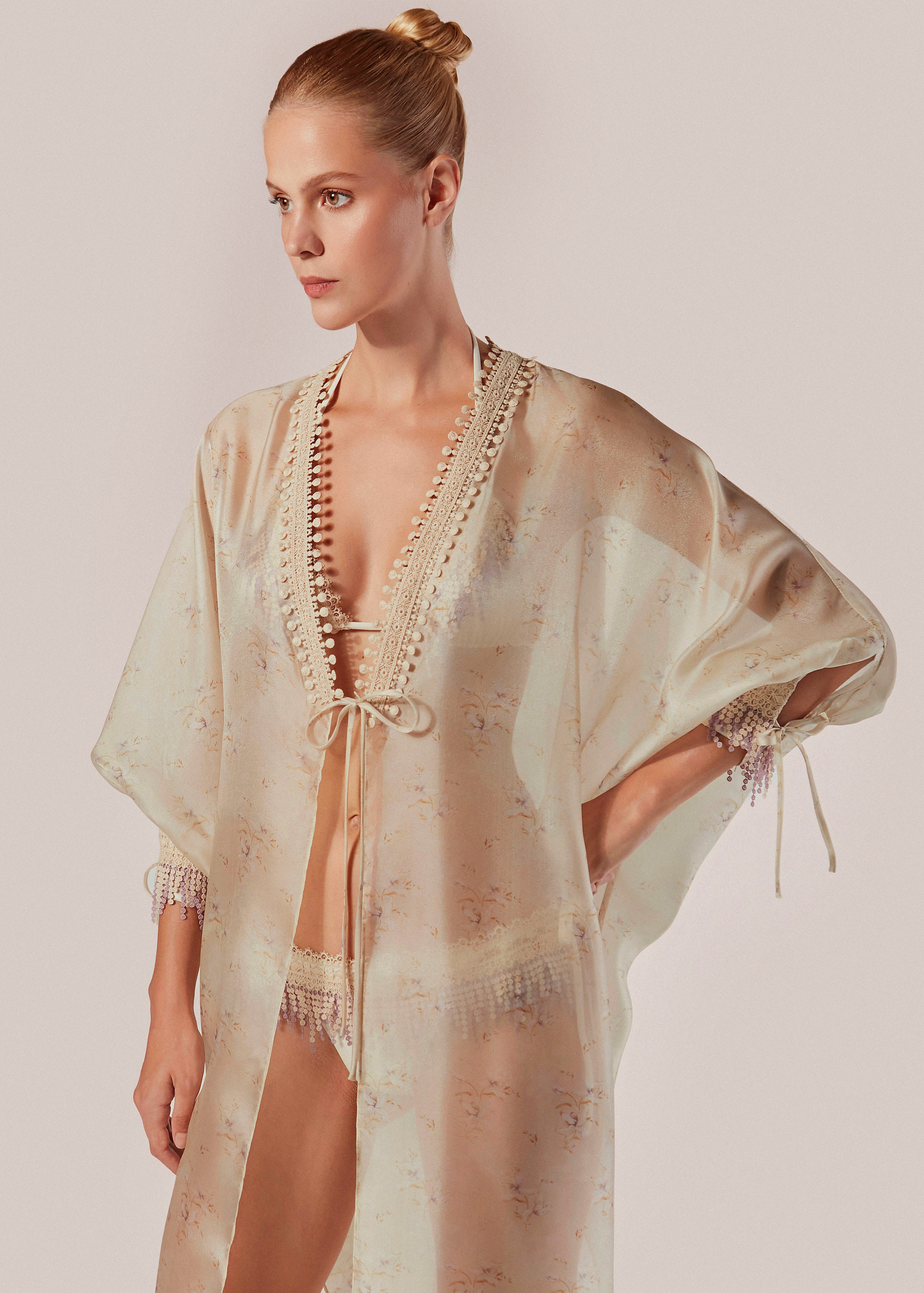 Printed Long Kaftan with Long Sleeves Conchiglia