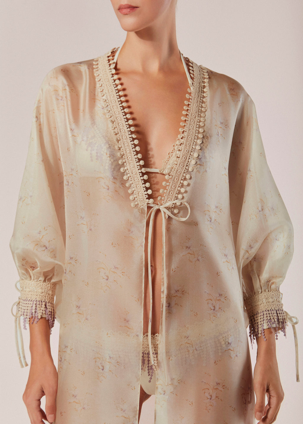 Printed Long Kaftan with Long Sleeves Conchiglia