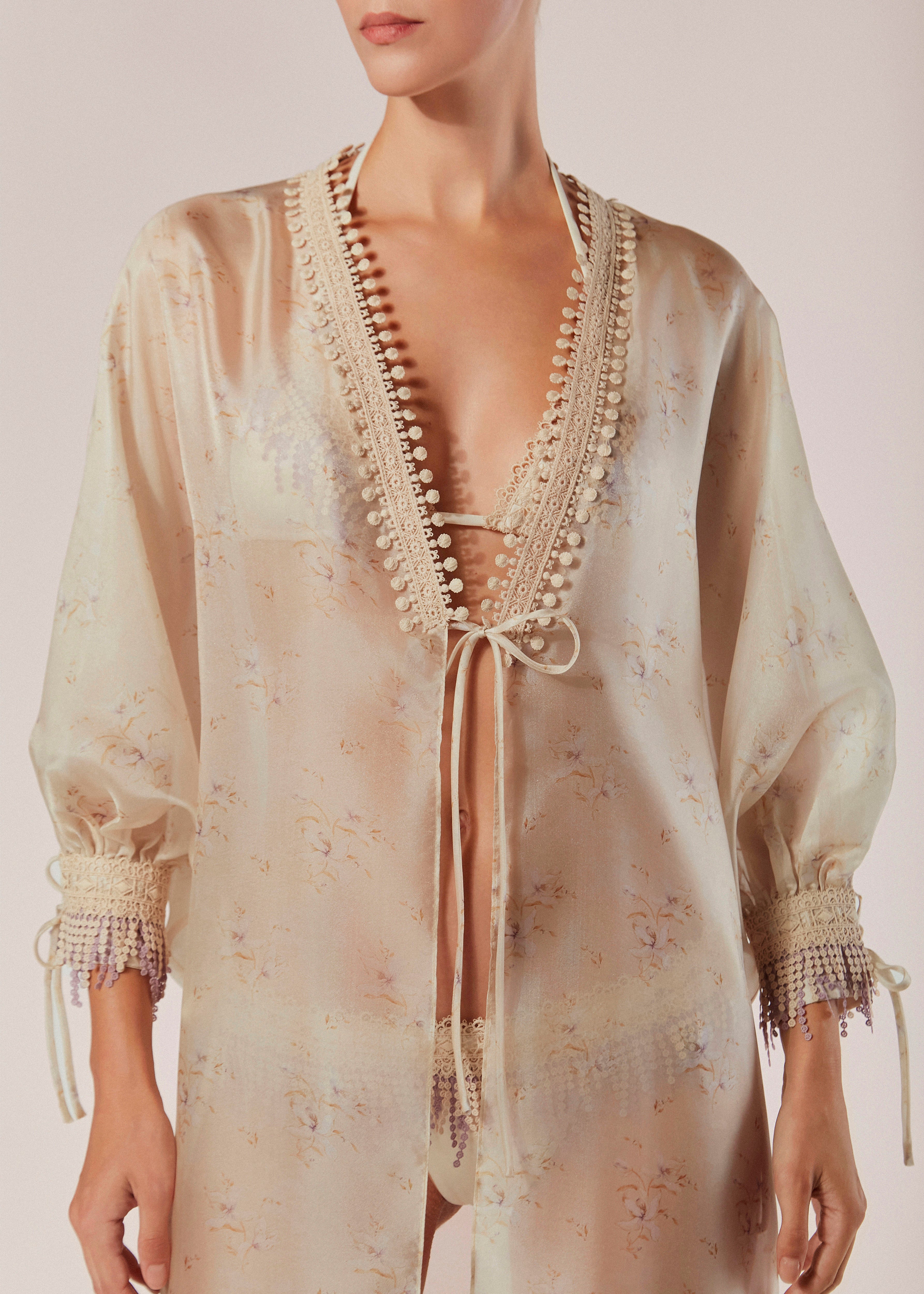 Printed Long Kaftan with Long Sleeves Conchiglia
