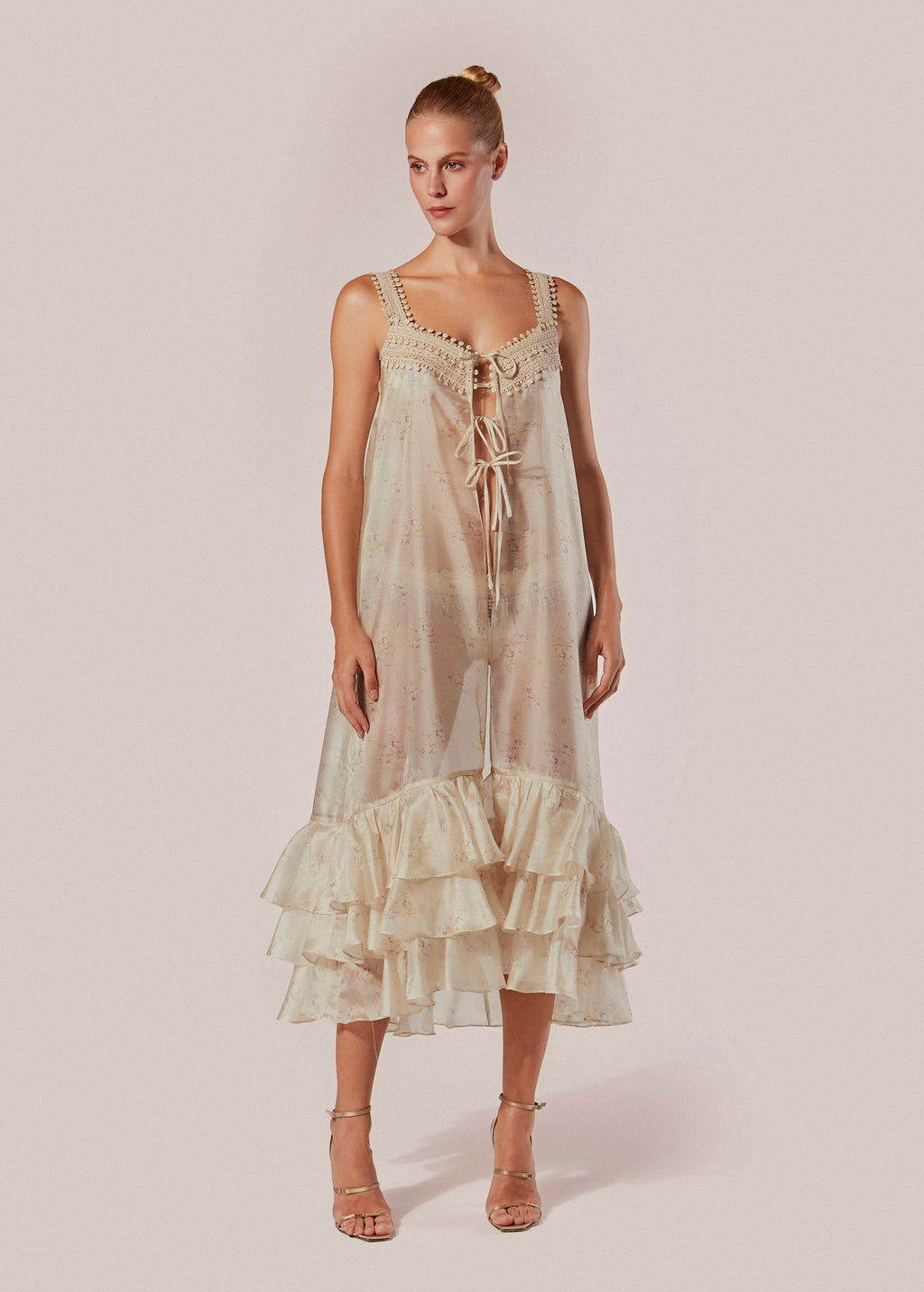 Printed Long Kaftan with Straps Conchiglia