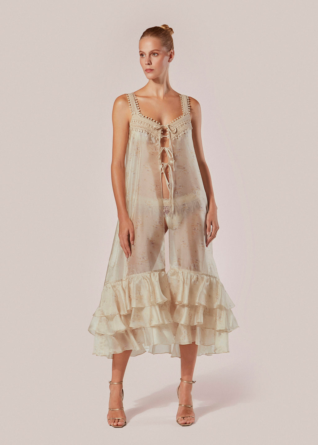 Printed Long Kaftan with Straps Conchiglia