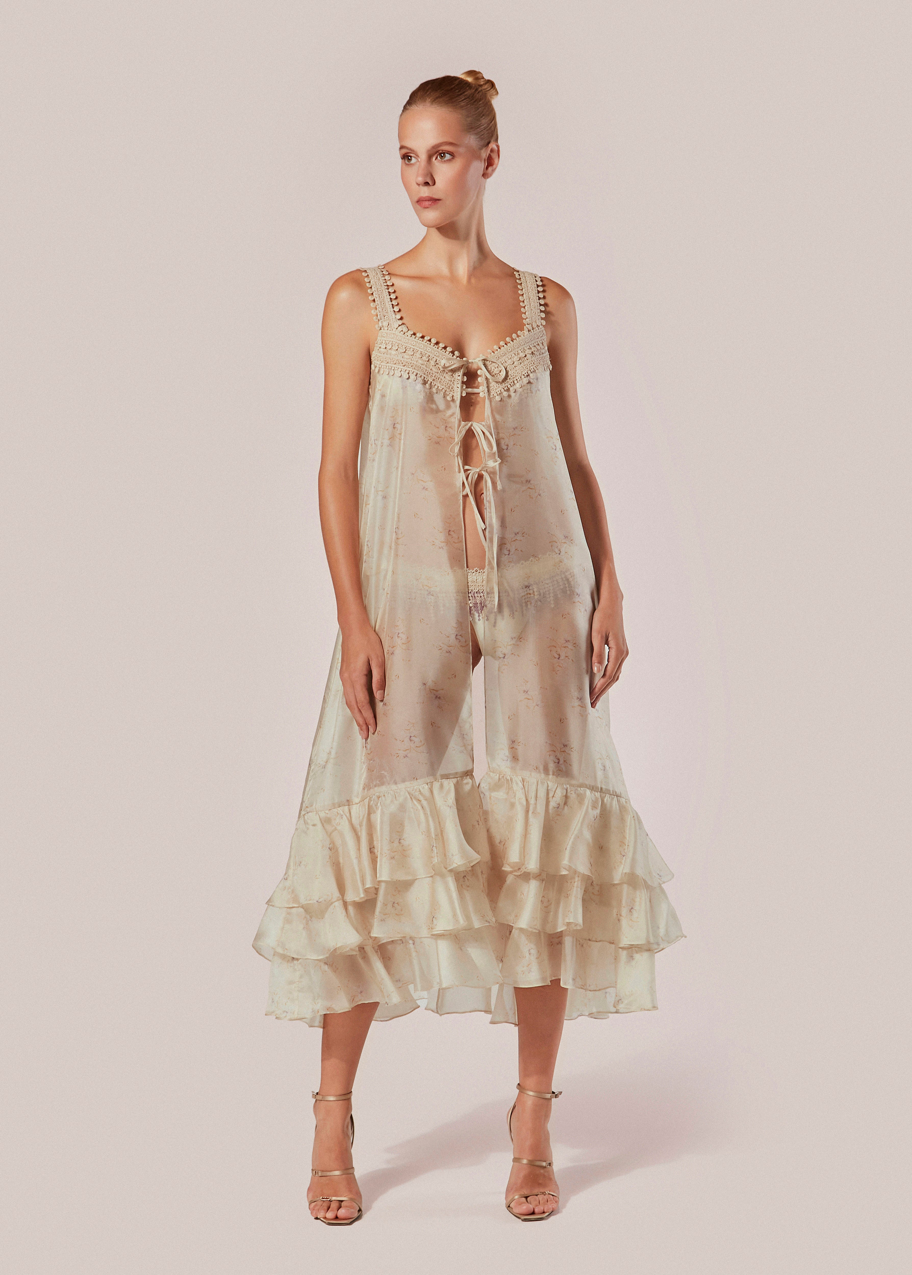 Printed Long Kaftan with Straps Conchiglia