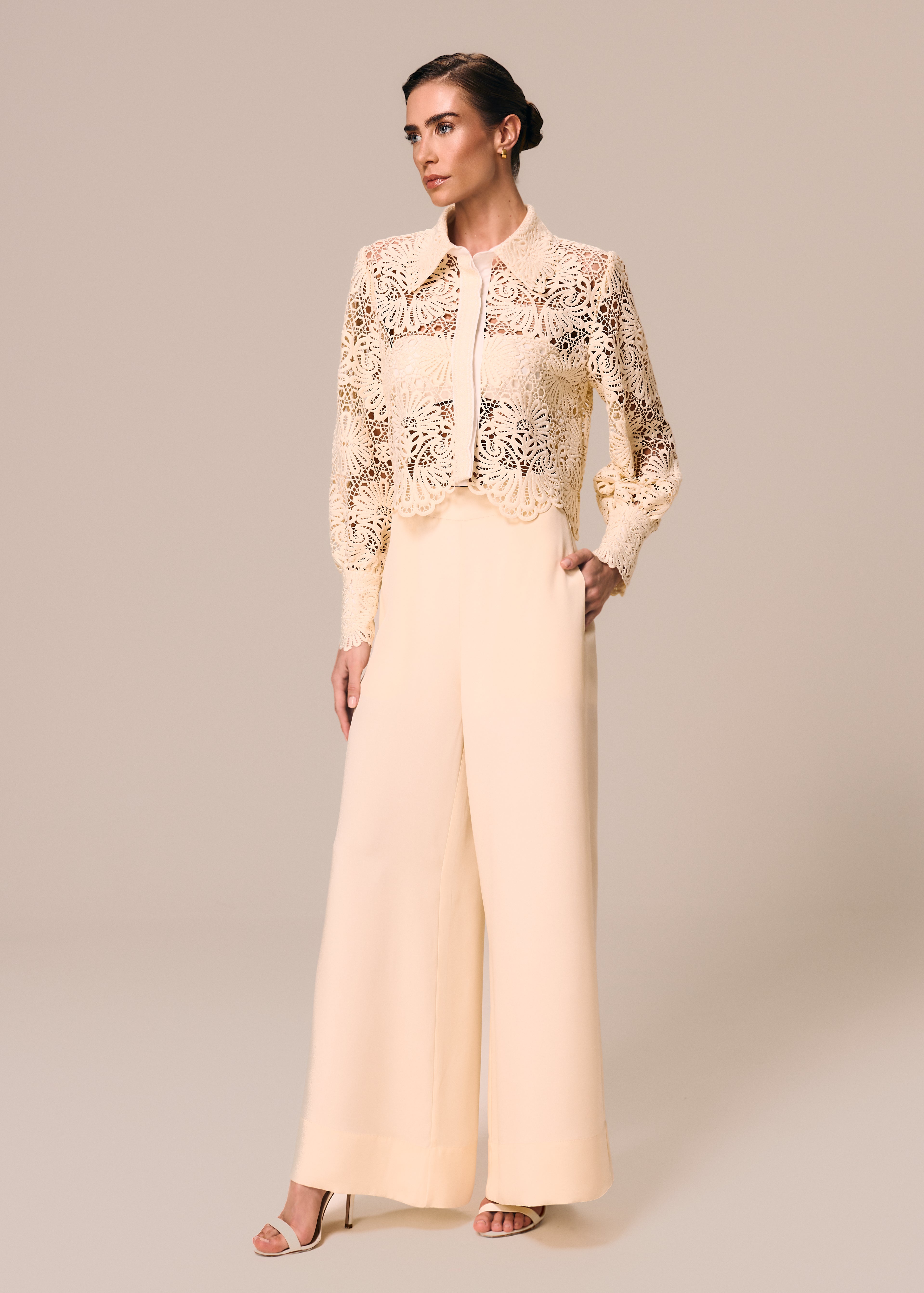 WIDE LEG PANTS 100% SILK CREPE FILIGRANAS