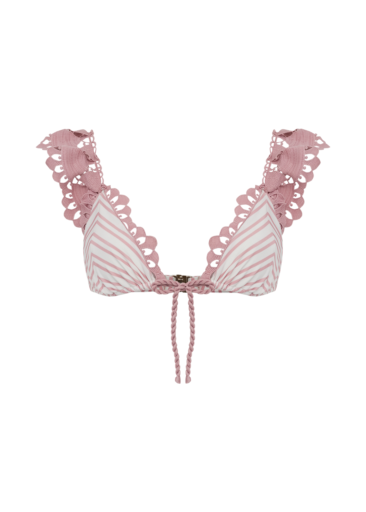 TOP TRIANGULO COM BABADOS LISTRADO VISTA MARE