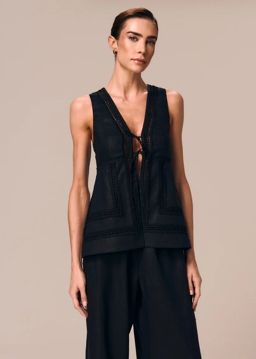 TIE-FRONT BLOUSE TOP ESSENCIA