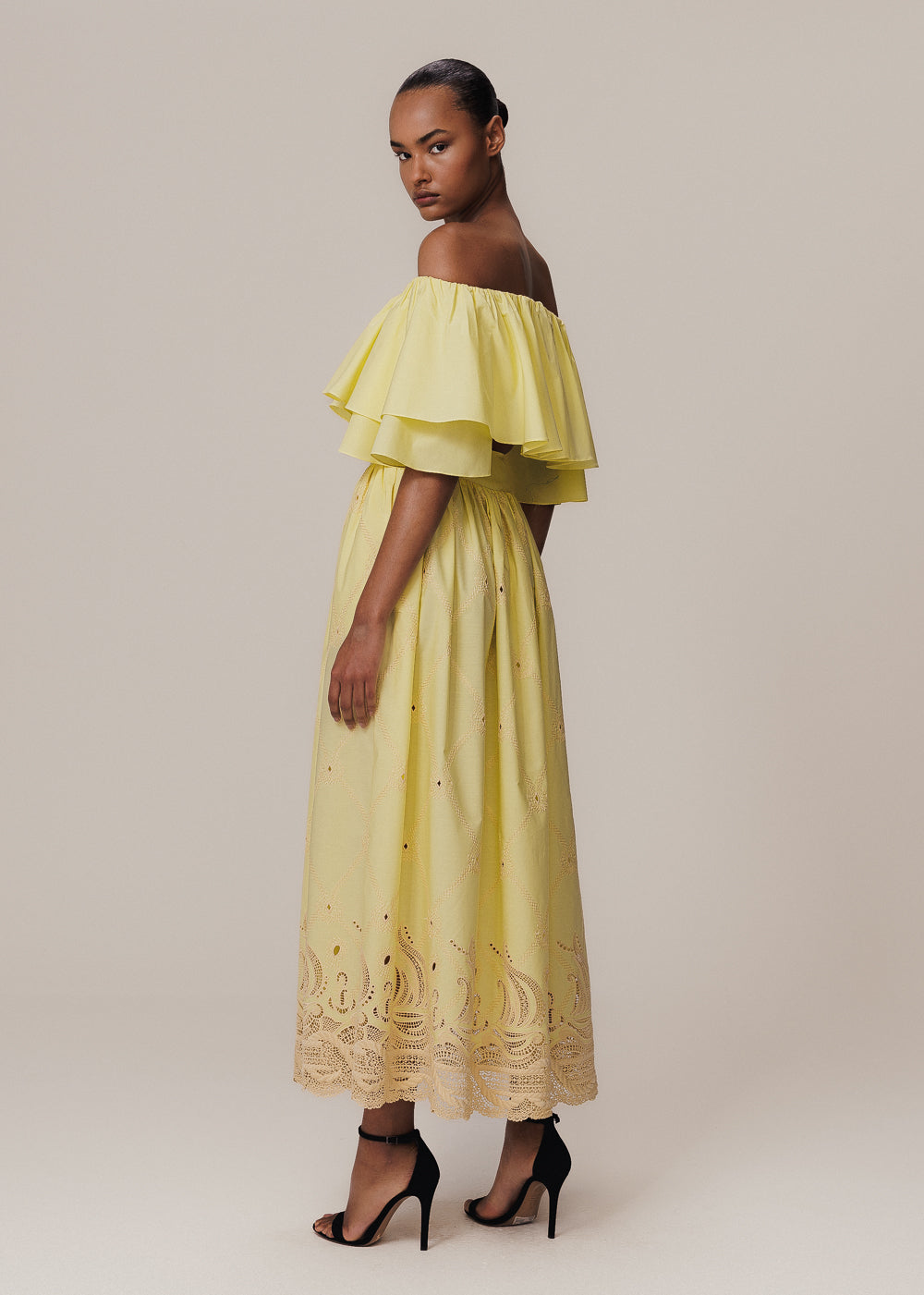 LIGHT YELLOW BOAT MIDI SKIRT