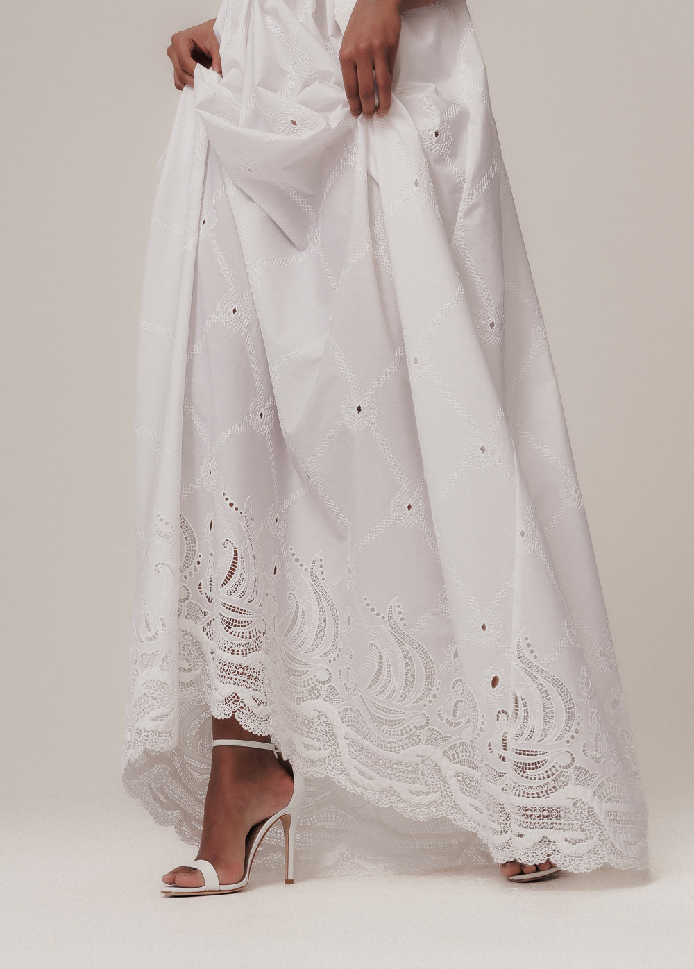 LONG DRESS WITH STRAPS BARCO OFF-WHITE