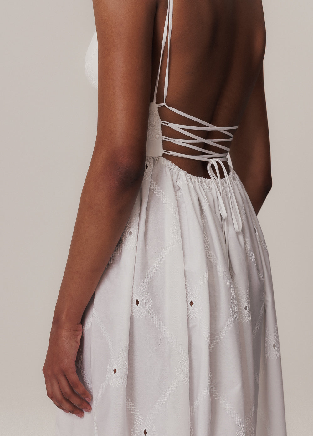 LONG DRESS WITH STRAPS BARCO OFF-WHITE