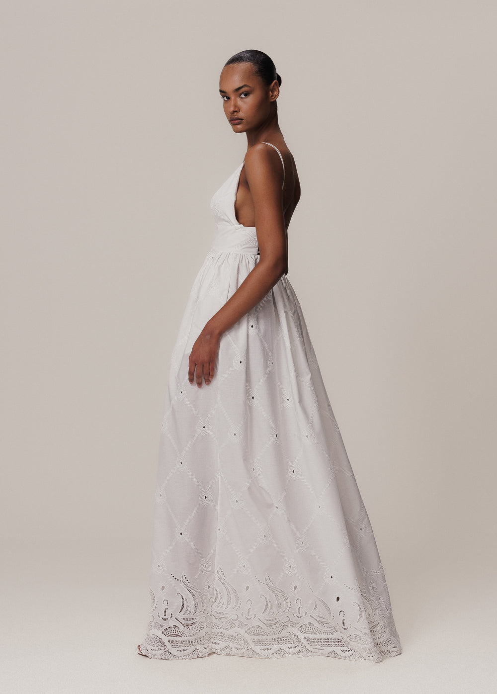 LONG DRESS WITH STRAPS BARCO OFF-WHITE